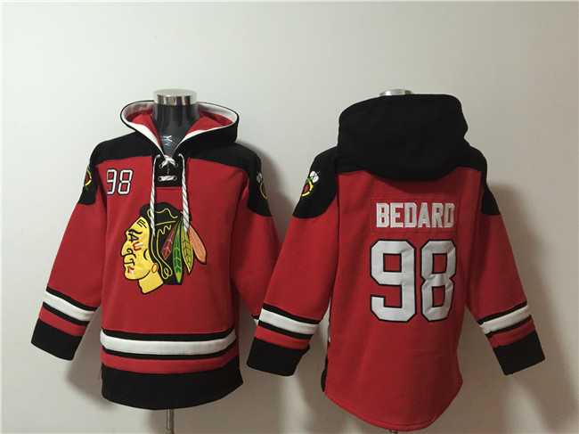 Men's Chicago Blackhawks #98 Connor Bedard Red Lace-Up Pullover Hoodie,We sell and wholesale Men's Chicago Blackhawks #98 Connor Bedard Red Lace-Up Pullover Hoodie on line form chian!